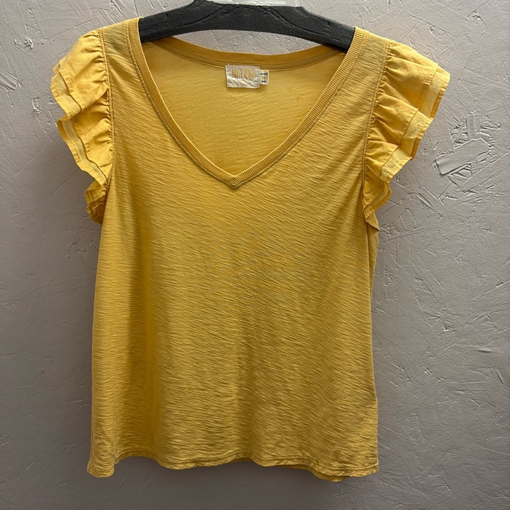 Nation Rylan Ruffled Cap Sleeve Top In Daisy, Medium
